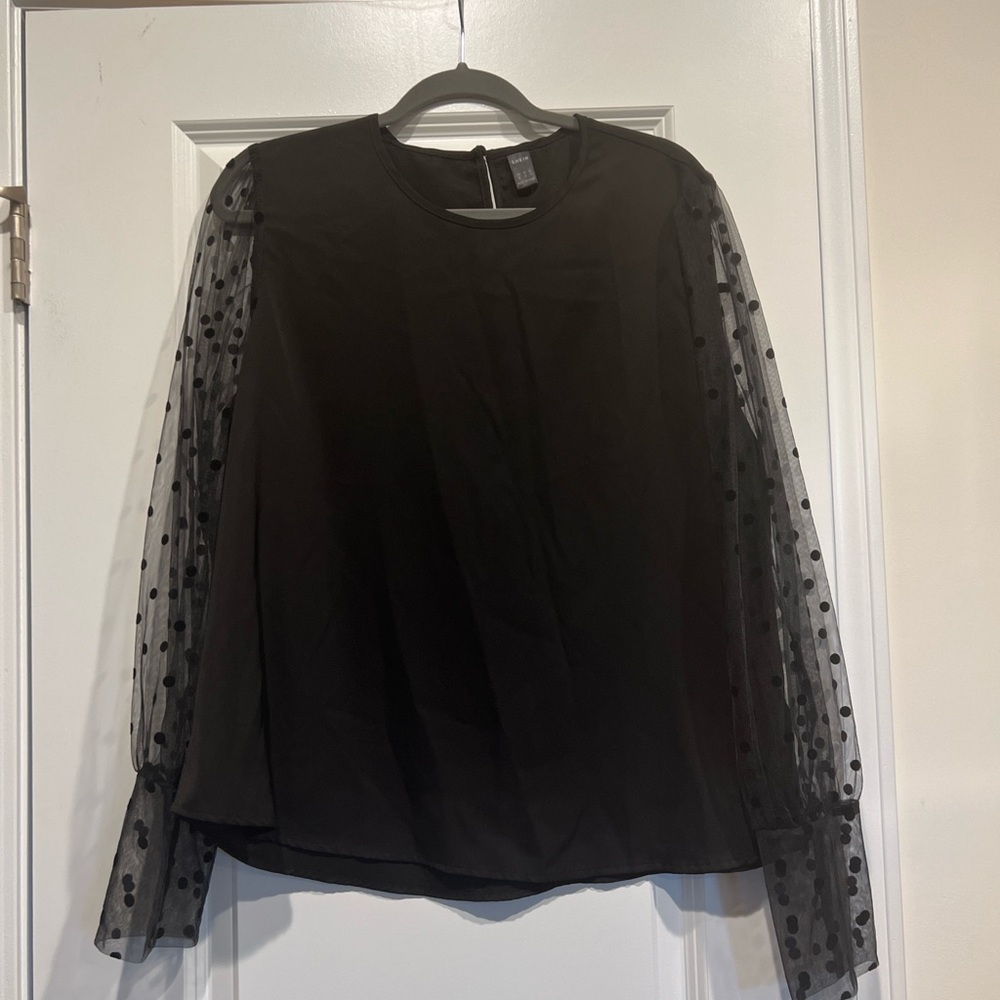 Black sheer sleeve blouse